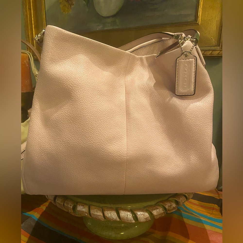 Coach Madison Leather Phoebe Soft Pink Shoulder Bag Brass Logo 26224